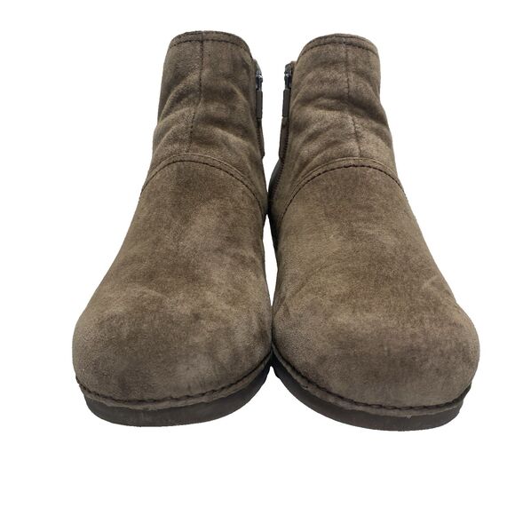 Dansko Womens 9 Suede Leather Side Zip Ankle Wedge Boots Brown - Picture 7 of 16